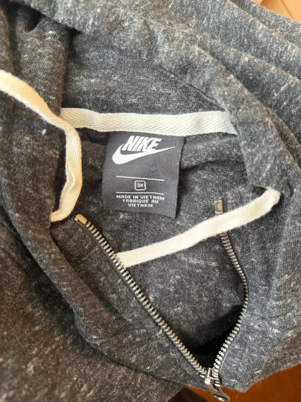 Nike Heathered Charcoal Zip Hoodie with White Swoosh